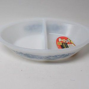 Glasbake CURRIER and IVES 11 3/4 Inch 2-Part Baker Bake-n-Serve Dish, U.S.A.